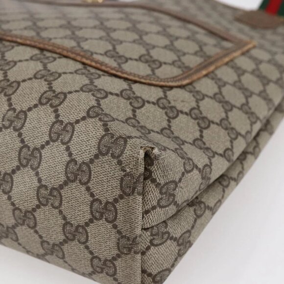 GUCCI GG Supreme Web Sherry Line Bag PVC Leather Beige - Picture 7 of 15